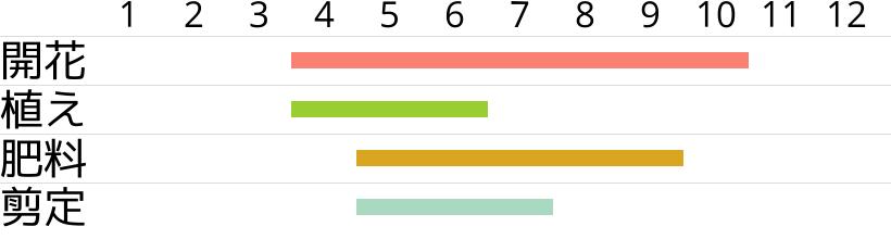 サンタンカ・スーパーキングの開花時期…植え付け・植え替え時期…肥料時期…剪定時期…月別スケジュールです。